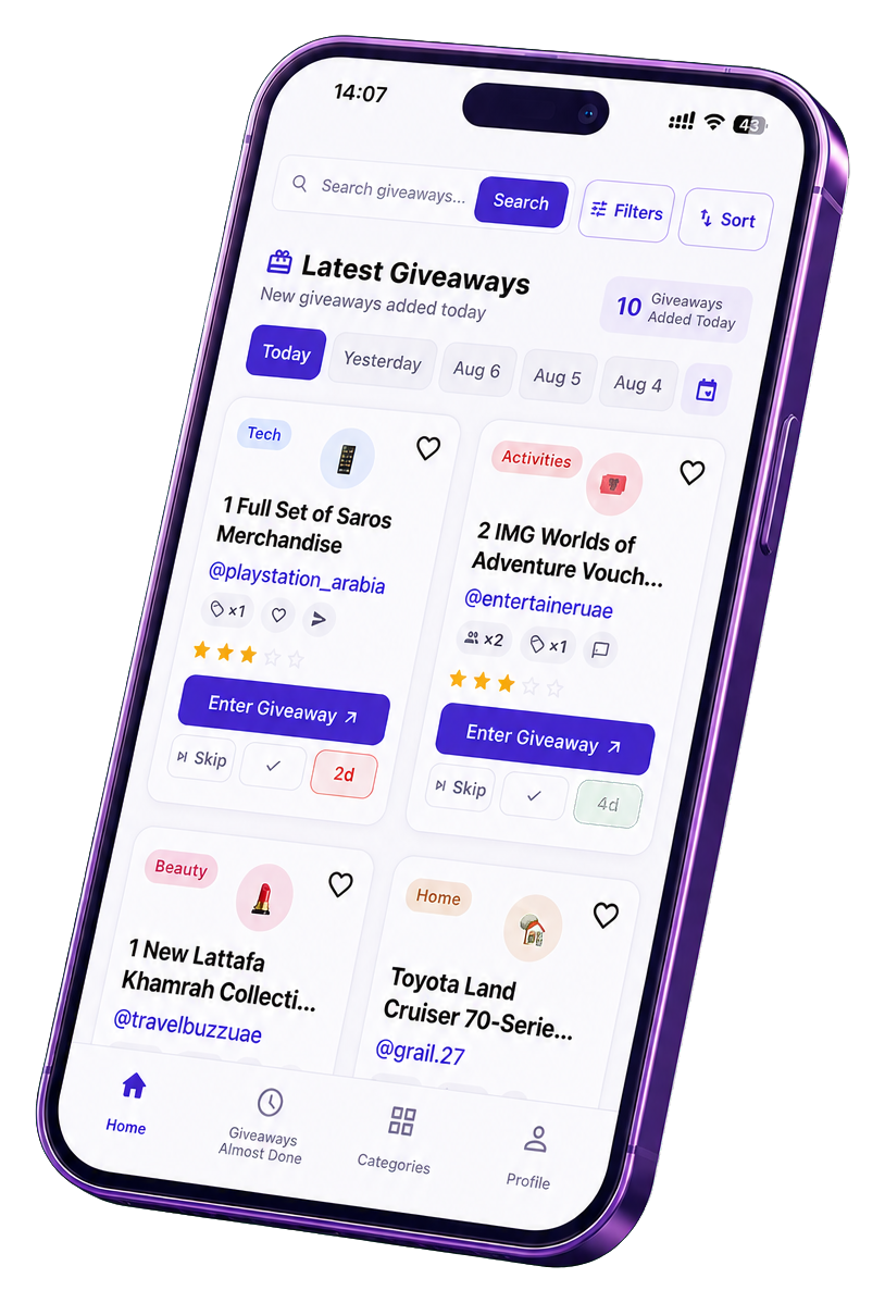 Prize Hub app displayed on an iPhone